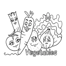 Cartoon Vegetable Family Coloring Page