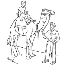 Boy Riding Camel coloring page