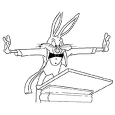 Bugs Bunny Reading a Book Coloring Page