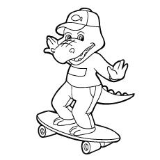 Crocodile Skating Board coloring page