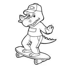 Crocodile Skating Board coloring page_image