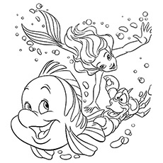 Coloring Sheet of Little Mermaid Printable
