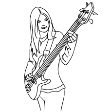 Girl Playing Guitar coloring page