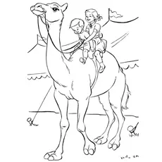 Kids Riding On Camel coloring page