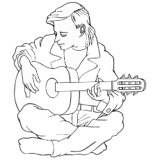 Man Playing A Guitar coloring page
