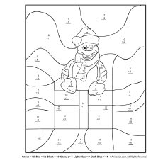 Penguin Christmas Theme Addition And Subtraction coloring page