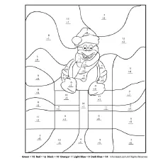 Penguin Christmas Theme Addition And Subtraction Coloring Page_image