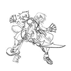 Coloring page of Riku character from Kingdom Hearts