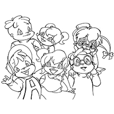 The Chipmunks gang coloring pages