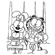 The Odie and Garfield Coloring page