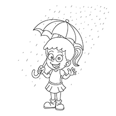 The Girl With An Umbrella coloring images