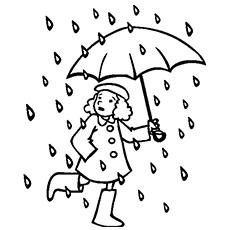 The Girl with an Umbrella Rain Coloring Pages