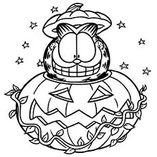 The halloween Garfield coloring page
