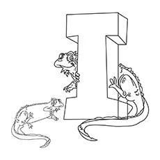I for iguana coloring page