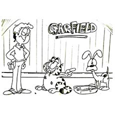The jon arbuckle Garfield coloring page