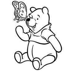 The Pooh Bear and The Butterfly coloring Page