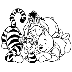 The Pooh Bear and his friends coloring page