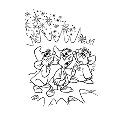 Coloring Pages of Cinderella with Three Friends