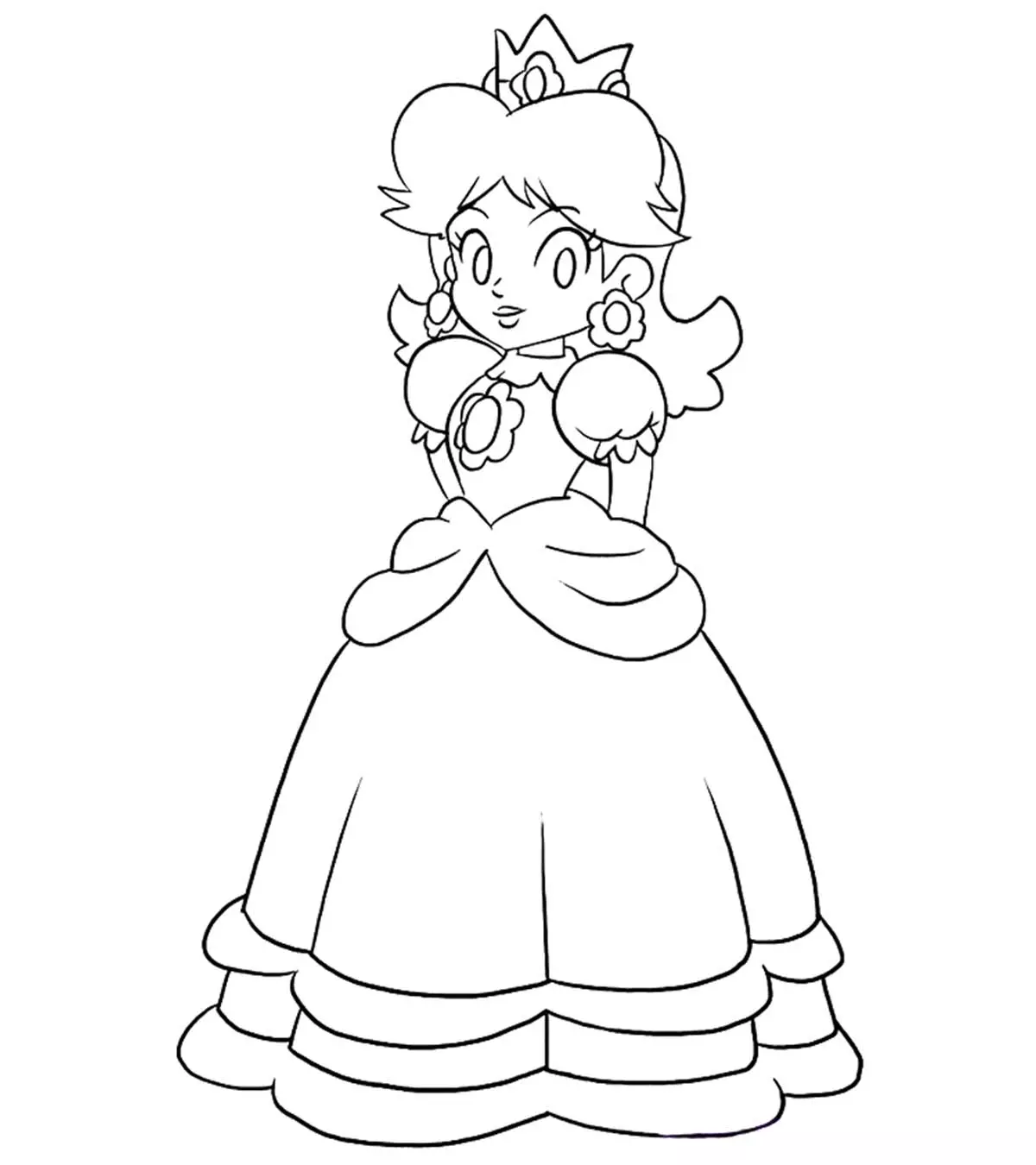 Black outline princess peach coloring page