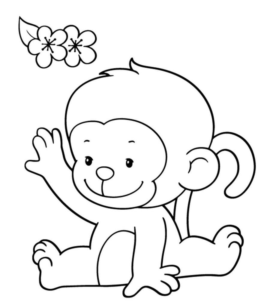 10 Playful Animal Coloring Pages Monkey for Fun