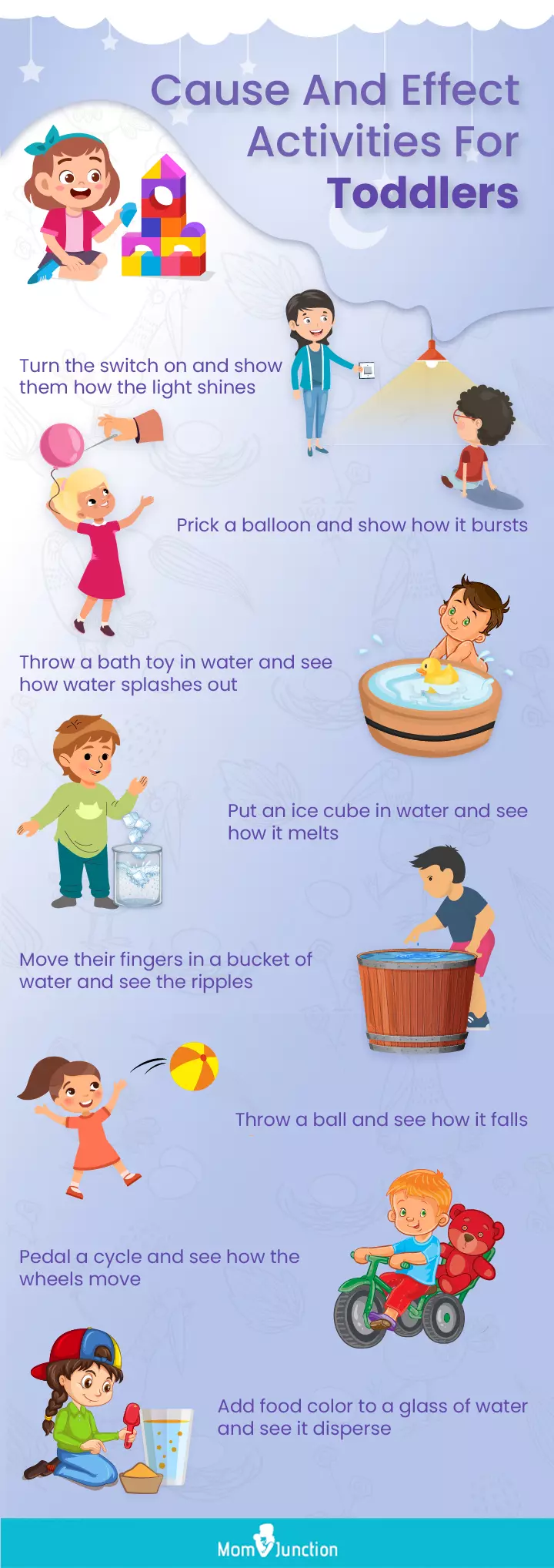 cause and effect activities for toddlers (infographic)