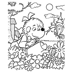 A berenstain bear watering plants coloring pages