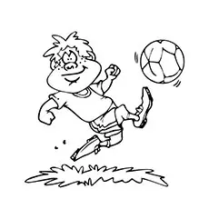 Boy kicking soccer ball coloring page_image