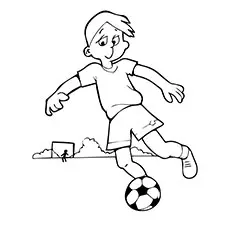 Boy practicing with a soccer ball coloring page_image