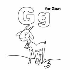 Smiling goat letter G coloring page
