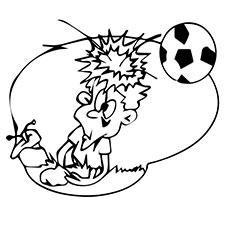 Boy got hit by soccer ball on head coloring page