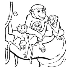 A family of monkey coloring page