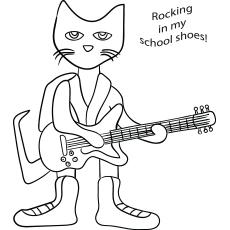 Pete the Cat playing guitar coloring page