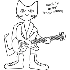 Pete the Cat playing guitar coloring page
