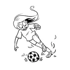 Girl playing with a soccer ball coloring page
