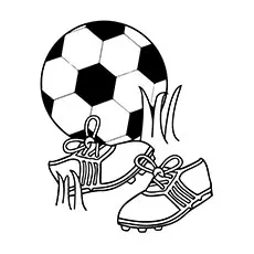 Shoes and soccer ball coloring page