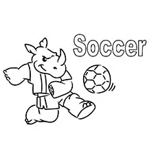 Rhino playing with soccer ball coloring page