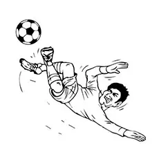 Player kicking the soccer ball coloring page