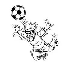 Player hitting the soccer ball coloring page