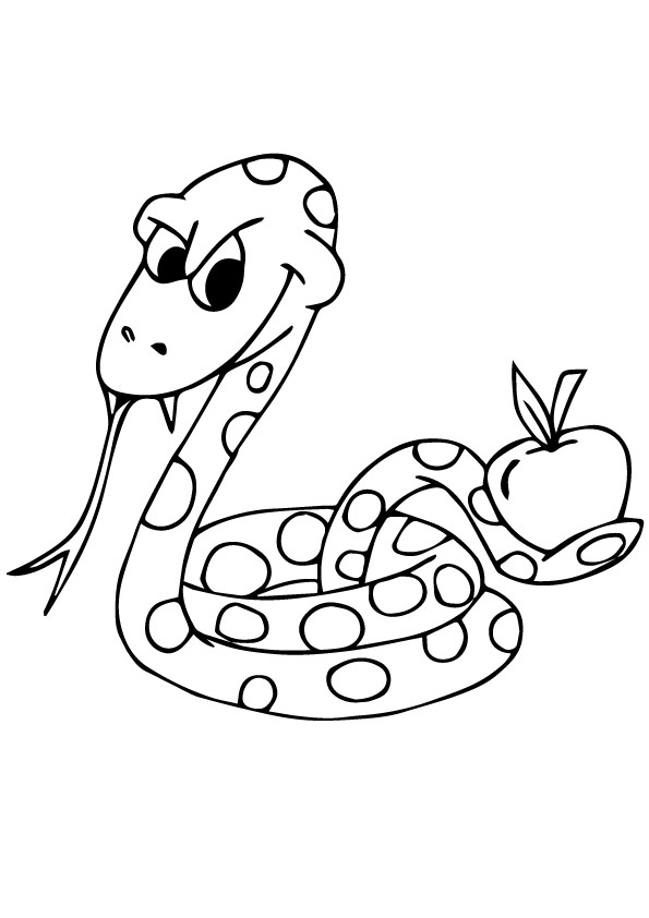 A-Snake-Coloring-Pages-with-apple-coloring