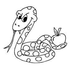 Apple and a snake coloring page