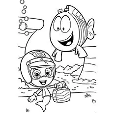 Gil and fish from Bubble Guppies coloring page