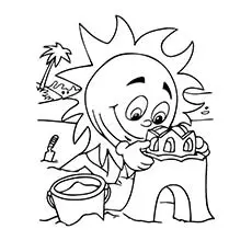 Sun coloring page for kids during summer