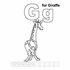 G for giraffe coloring page