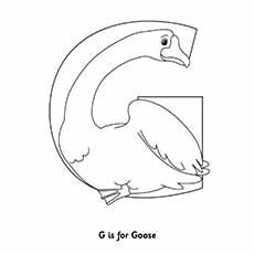 G shaped goose letter G coloring pages