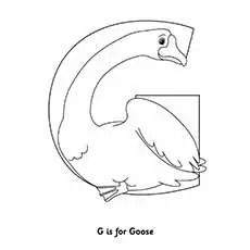 G shaped goose letter G coloring pages
