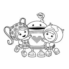 Milli and Geo with Bot, Team Umizoomi coloring page