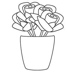 A vase with roses coloring page