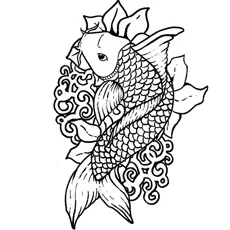 Aerial view of Koi Fish coloring page