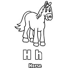 Horse with small and capital letter H coloring pages