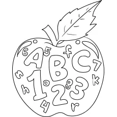 Apple with numbers and letters coloring pages